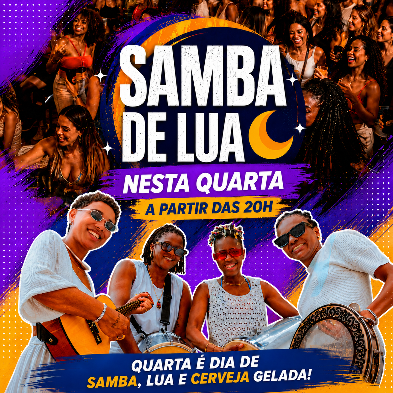 Card do Samba de Lua nesta quarta, a partir das 20h
