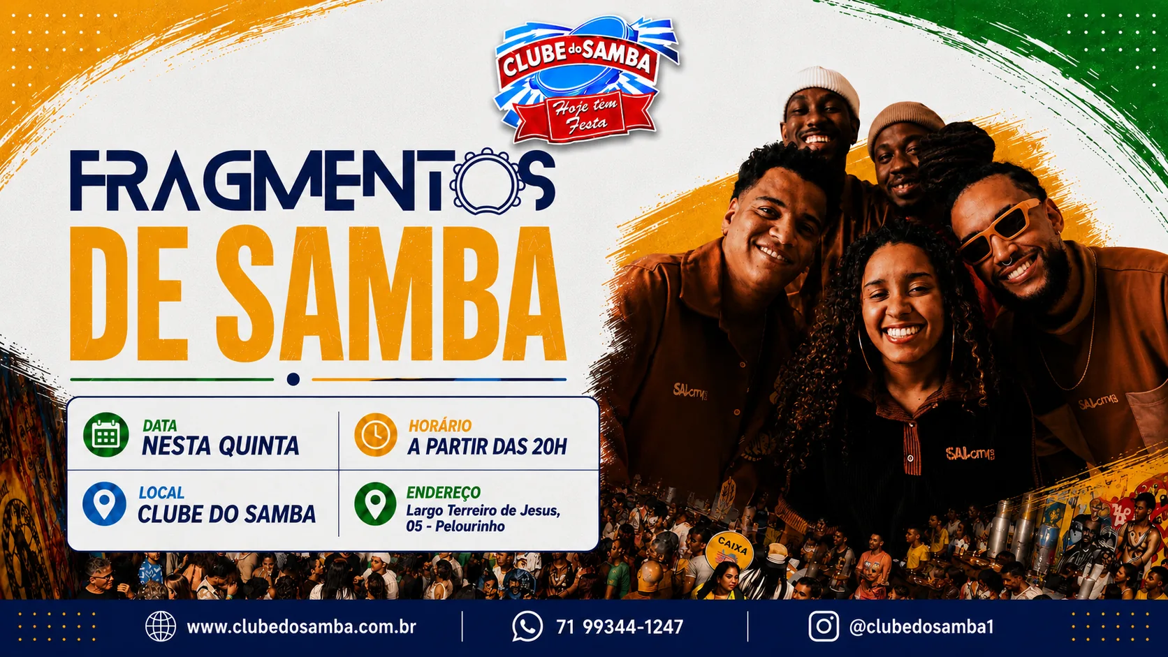 Banner Fragmentos de Samba nesta quinta no Clube do Samba