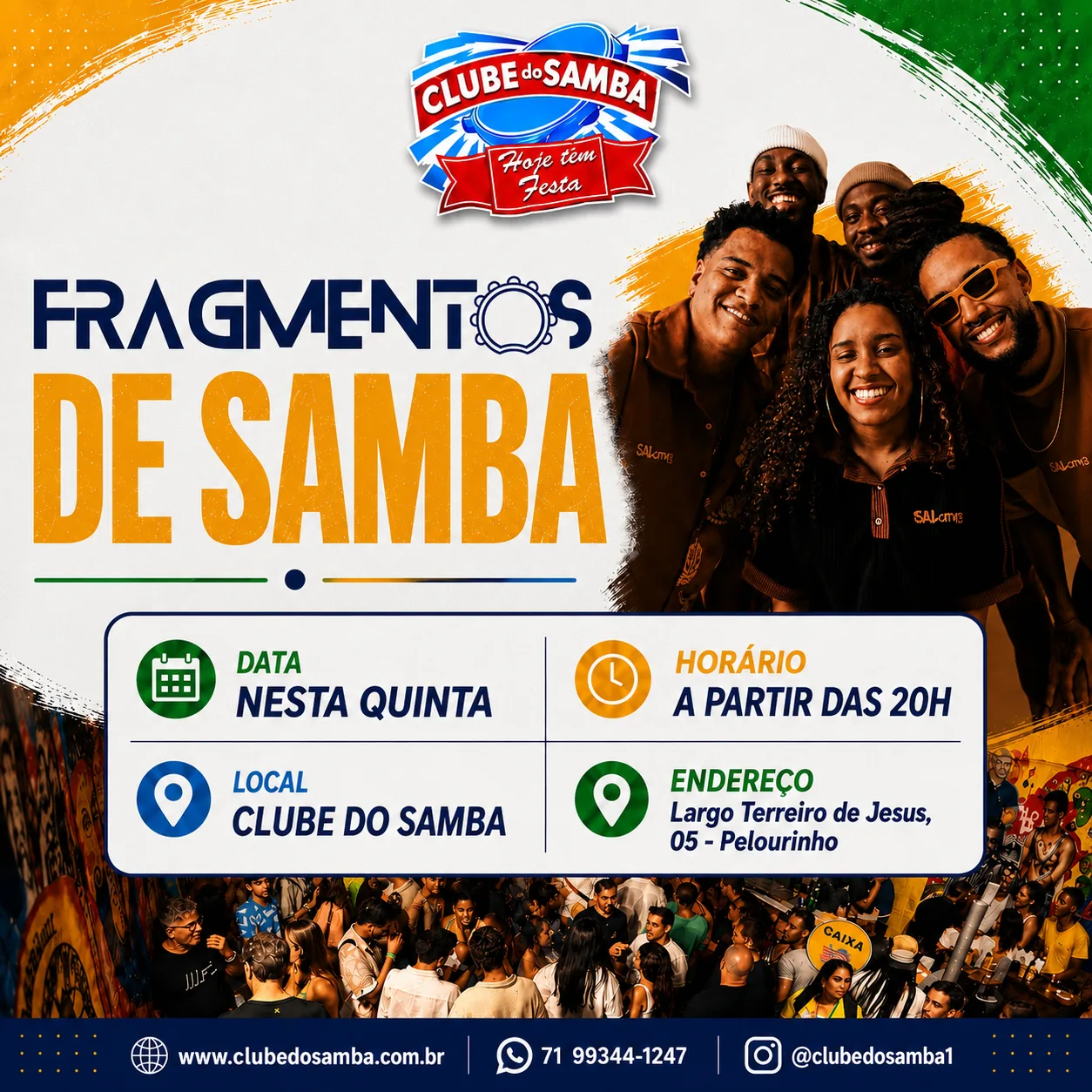 Card Fragmentos de Samba nesta quinta no Clube do Samba